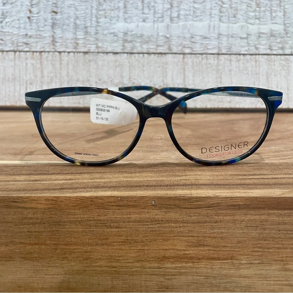 Designer Look WT VIC Pippa Blue Tortoise Square Semi Cat FRAMES 51-15-135 (NWT)
